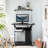 2 Tier Mobile Computer Desk With Printer Shelf & Keyboard Tray Rolling Computer Table For Small Spaces, Compact Study Workstation With Wheels, Space Saving, Black