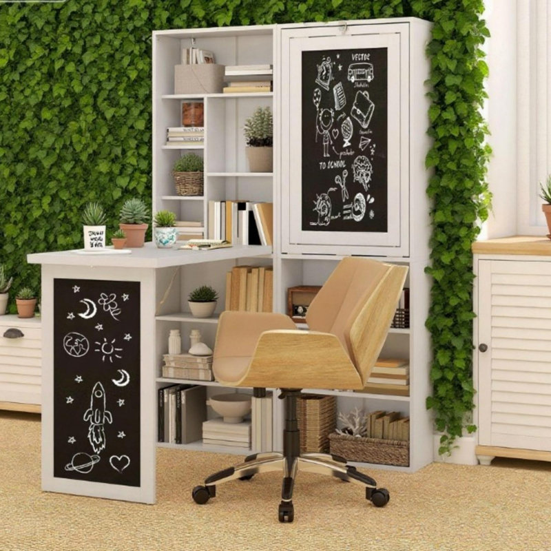 Bureau d'ordinateur pliable, bureau d'ordinateur mural, Blanc