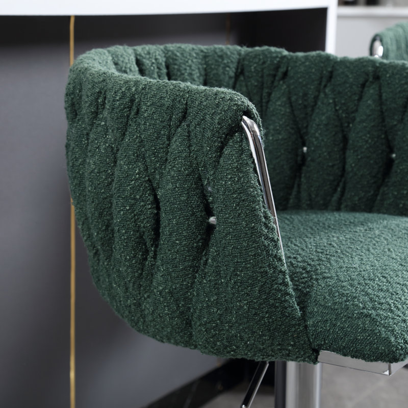 Dalicia Swivel Upholstered 65.02cm Counter Stool with Metal Frame, Emerald