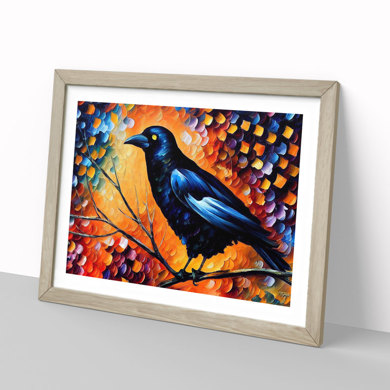 Crow Bird Vol.7 Abstract - Framed Print, 34cm H x 46cm W x 2cm D, Oak