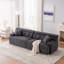 Canapé modulaire 4 places avec tissu en chenille grain de bois et 2 coussins-1623001274
