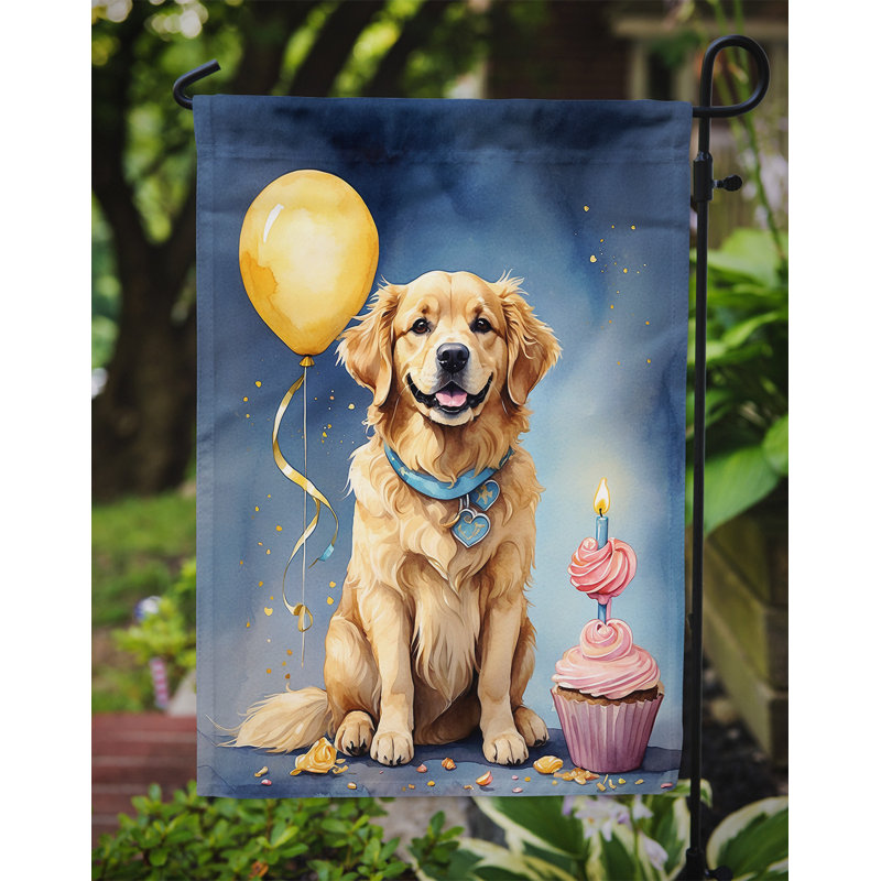 Drapeau de jardin «Happy Birthday», Golden retriever