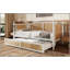 Lit de jour simple en rotin de style traditionnel avec lit gigogne simple pour un espace limité, chambre d'amis, aucun sommier nécessaire, blanc antique-129230664-129230665