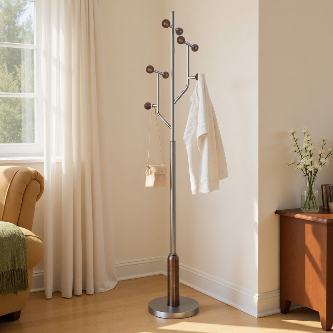 Freestanding Coat Rack, Branch Stainless Steel Disc Base Home Coat Hanger- Holds Up To 120Kg