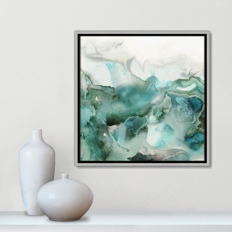 Mint Bubbles I Print by Casa Fine Arts, Silver, 17.5" H x 17.5" W