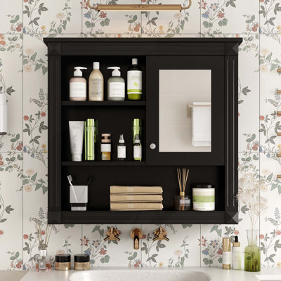 Armoire de salle de bain murale polyvalente avec tablettes réglables et design élégant