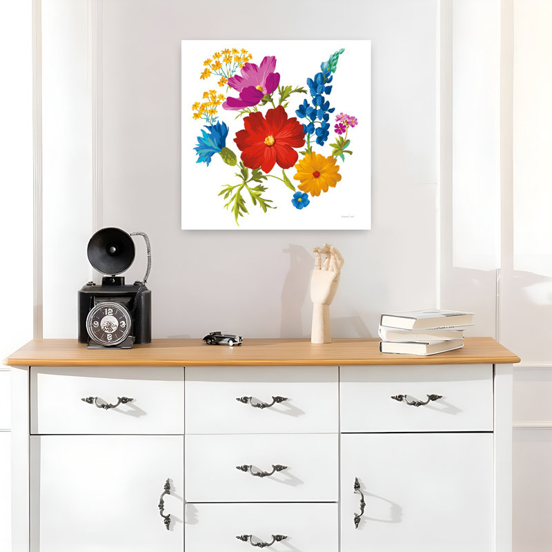 Brilliant Blooms I Vibrant Contemporary Flower Art, H 18 po x l 18 po