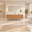 Meuble-lavabo double 59,3 po avec plateau en résine SMC, armoire en panneau de fibres à densité moyenne peint, portes à fermeture en douceur, tiroirs divisés, meuble-lavabo mural moderne pour les grandes salles de bain
