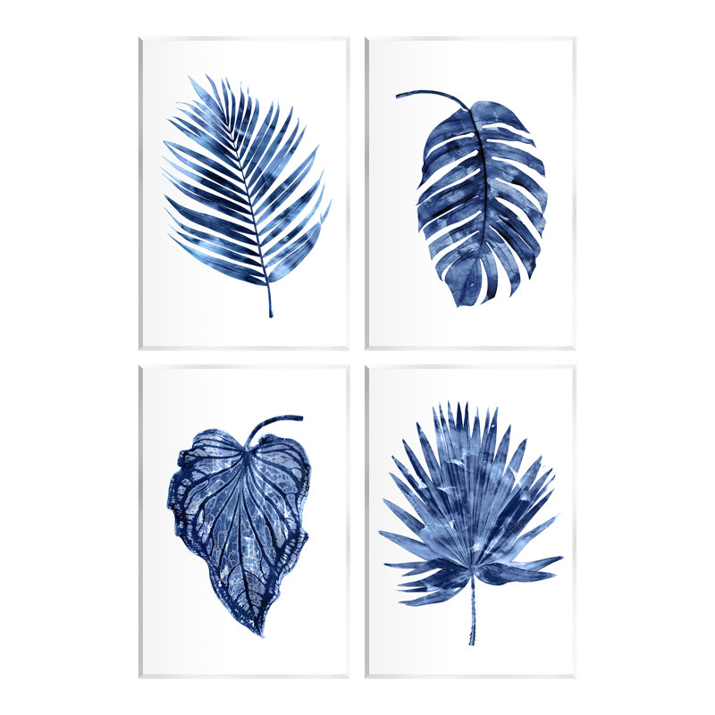 Variété de feuilles bleues simples, plante botanique simple, ensemble de 4 pièces surdimensionnées par Melonie Miller