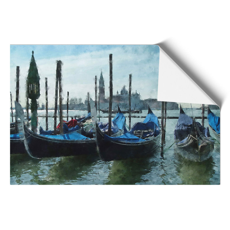 Gondolas in Venice Painting - Frameless Print, 21cm H x 30cm W x 0.1cm D