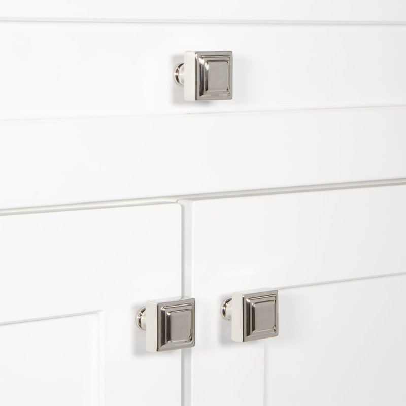 Carré Square Cabinet Knob, Polished Nickel