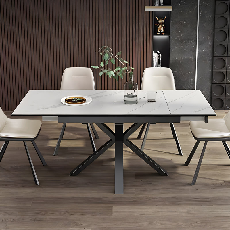 Bennet 47.24'' to 70.86'' Extendable Rectangular Dining Table With Carbon Steel Bracket Feet