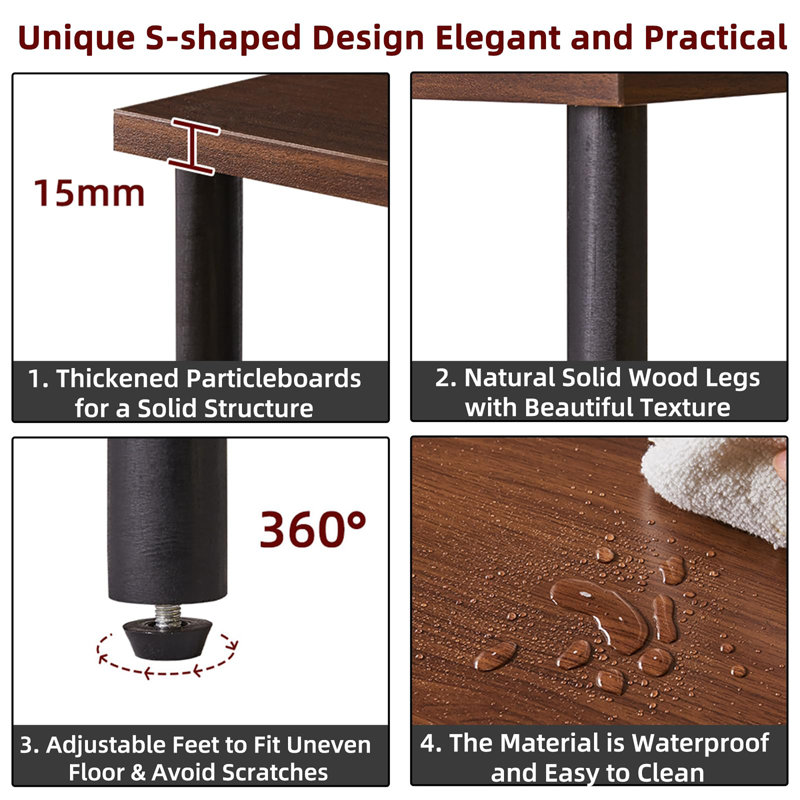 3 Tier Side Table with Storage, Light Walnut, Dark Walnut