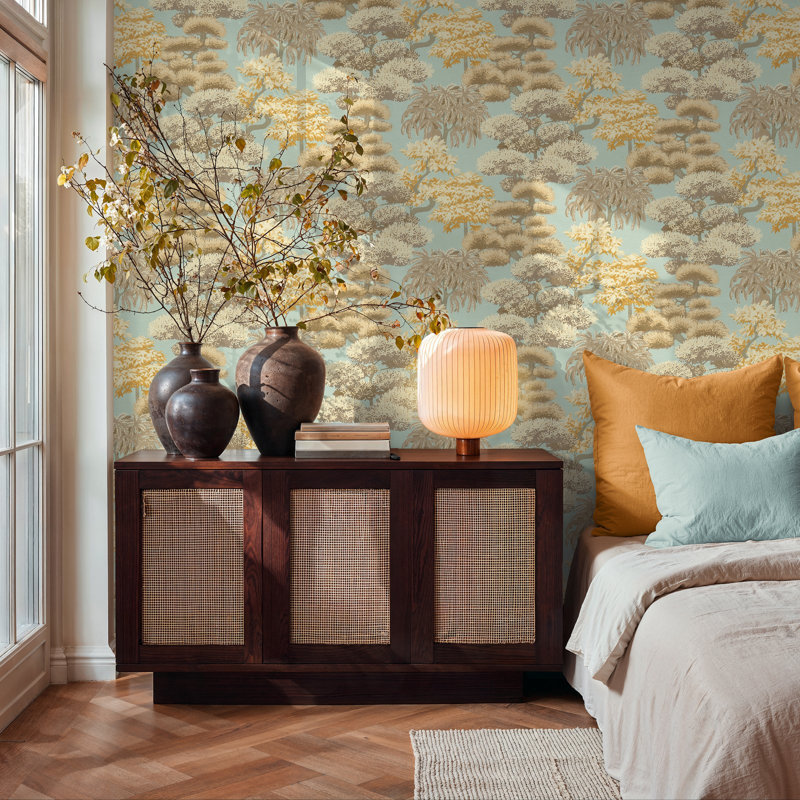 Havana 2 Collection Tree Tops Wallpaper Roll, Brown/Green