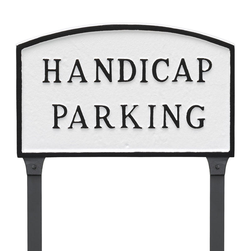 Enseigne de jardin d’adresse de parking de handicap, Blanc / Noir, H 13 po x l 21 po x P 0,25 po