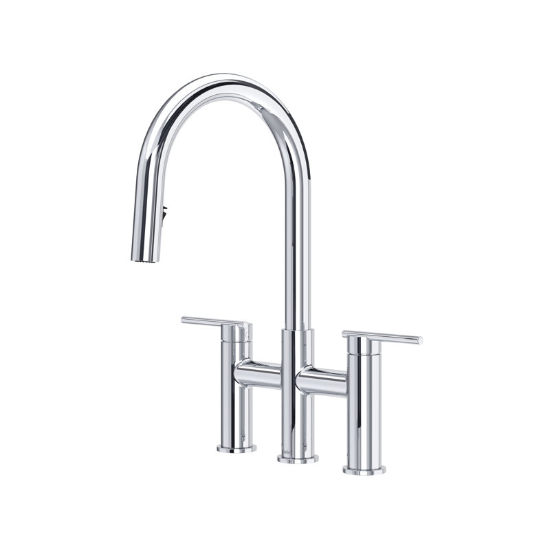 Lateral Bridge Pull-Down Kitchen Faucet With C-Spout, Chrome
