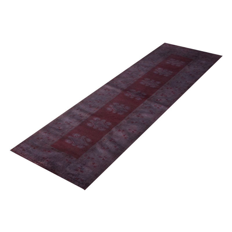 Tapis gris transitionnel noué à la main de conception unique 2 pi 10 po x 9 pi 2 po