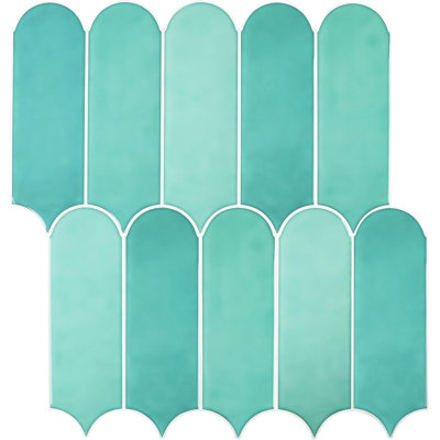11.9'' W x 11.3'' L Peel and Stick Backsplash Feather Mosaic Tile (Set of 10)