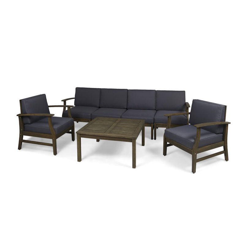 Gianni Acacia 6 - Person Patio Conversation Set with Cushions, Gray