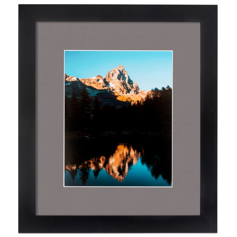 Classic Black Wood Wall Picture Frame with Pewter Mat