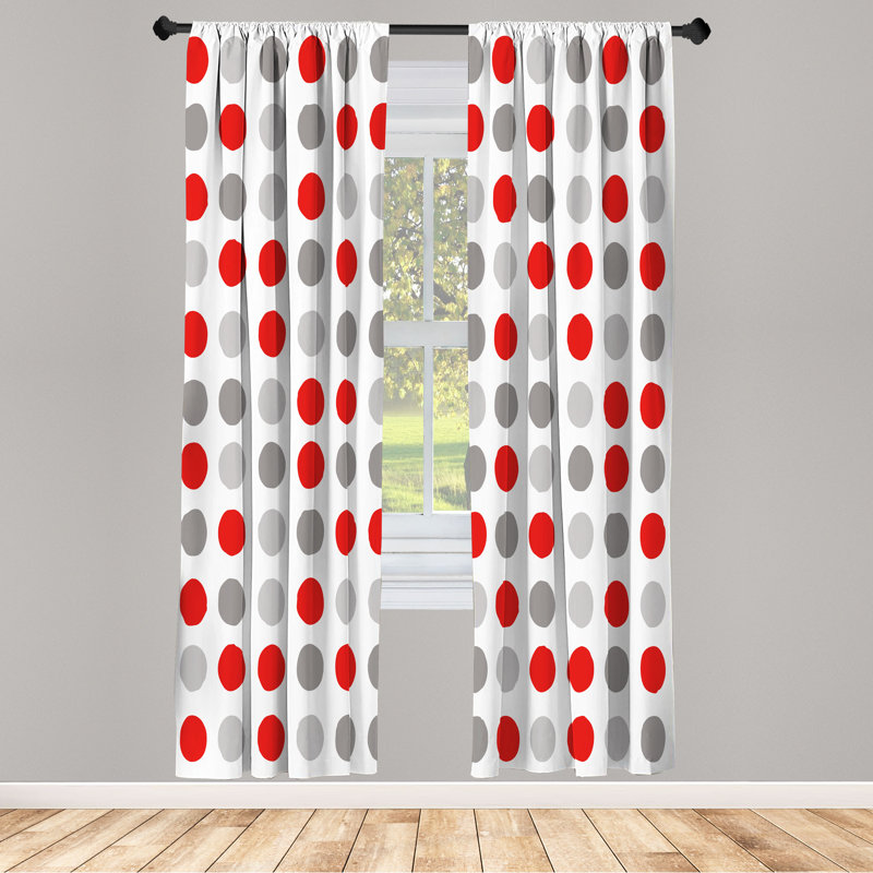 Microfiber Semi Sheer Curtain Pair, Red Dimgray, 28" W x 63" L
