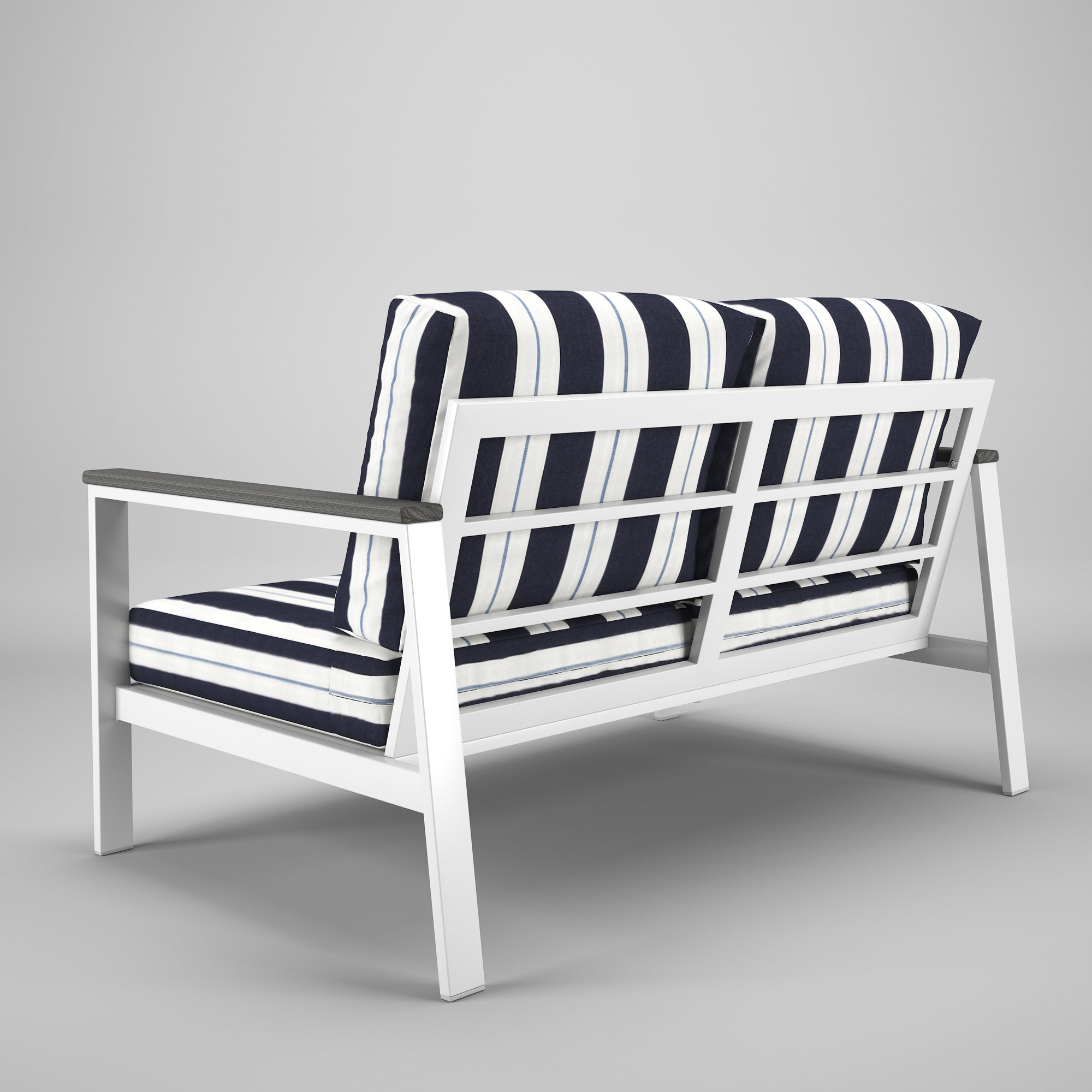 Chatwin Metal Outdoor Loveseat With Sunbrella Cushion, Coastal Gray