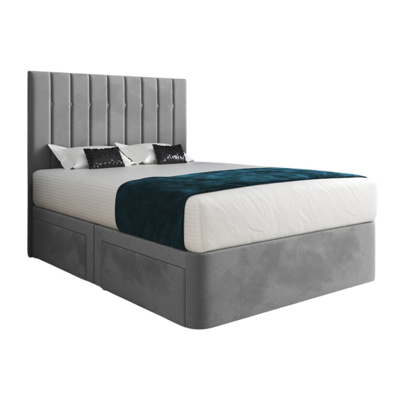 Anastasiya Upholstered Bed, Single (3'), Grey