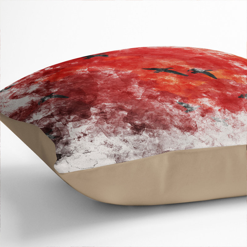 Migratory Geese Square Throw Cushion, Stone, 55cm H x 55cm W x 20cm D