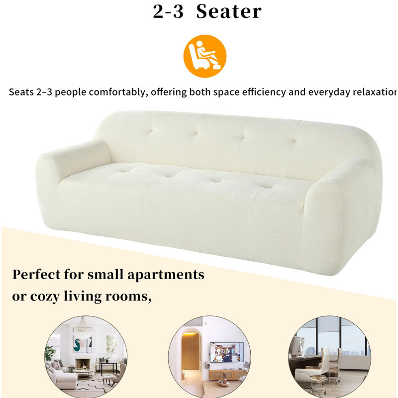 Canapé à 3 places en tissu de chenille désossé de style capitonné, avec mousse de compression sans éponge, ressorts ensachés pour plus de confort, siège d'une hauteur de 23,6 po, aucun assemblage requis