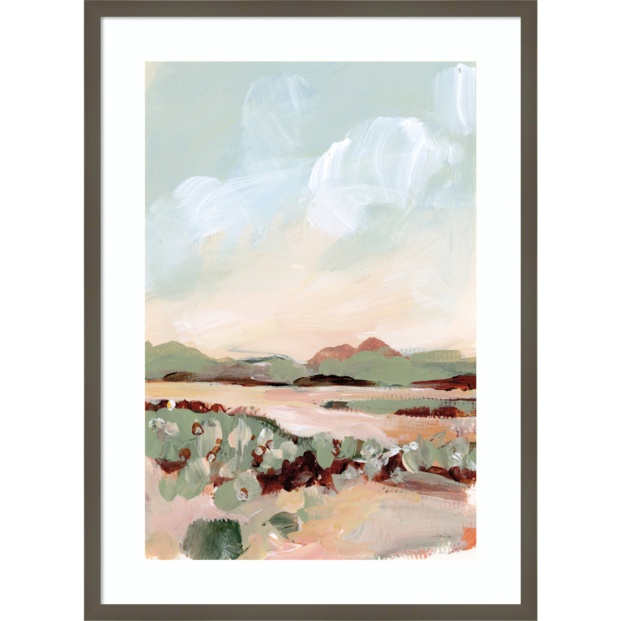 Chamois Autumn Meadow Framed On Paper by Katrina Pete Print, 33" H x 24" W x 1" D, Gray