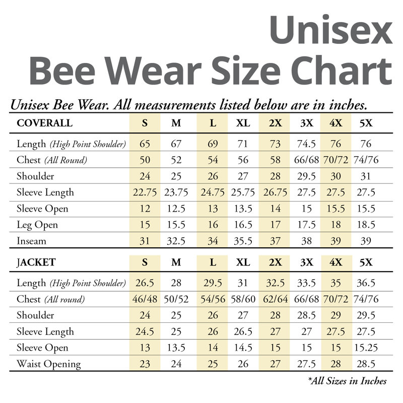 Beekeeping Protective Apparel, 26.5" H x 24" W