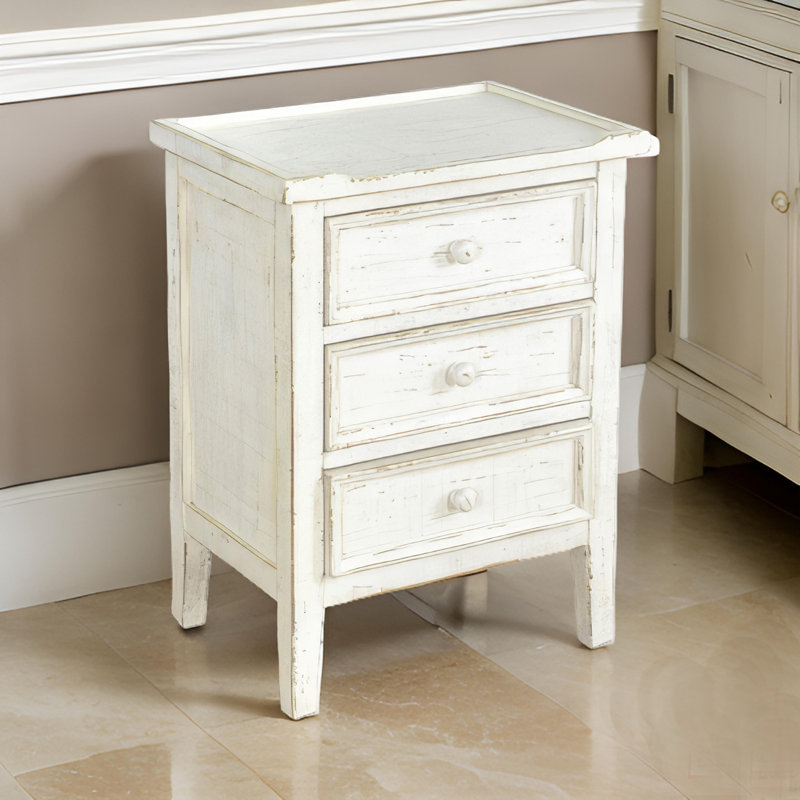 Table de bout en bois massif Komor, Blanc