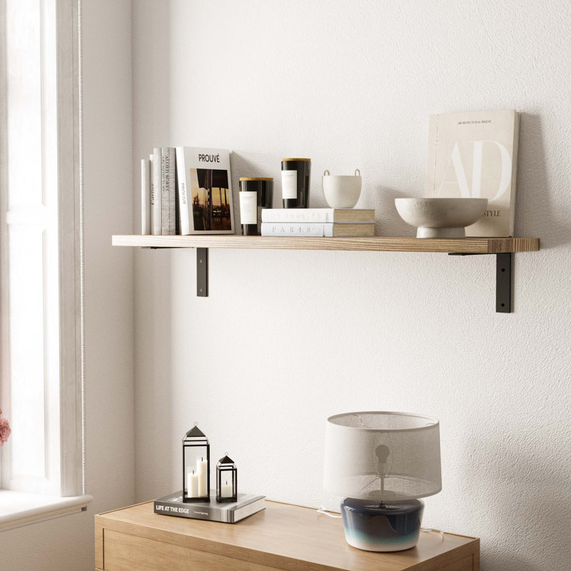 Long Floating Shelf For Wall With Heavy-duty Brackets, Wood Wall Shelf For Living Room, Bedroom, Kitchen, 48''