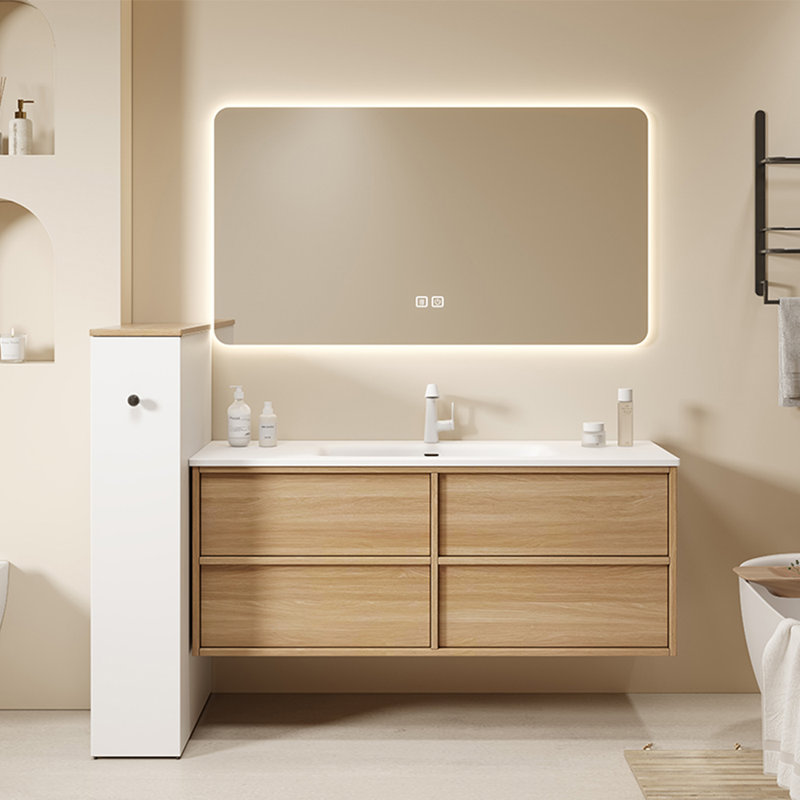 Armoire de salle de bain rétro de style médiéval, L 47,24 po, Burlywood