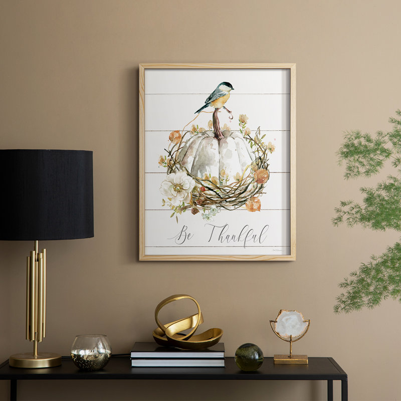 «Be Thankful Bird», reproduction encadrée - bois massif, Naturel, H 30 po x l 24 po