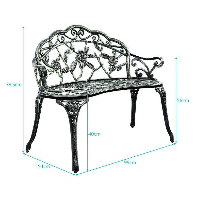 Lafave Aluminum Outdoor Bench, Antique Green