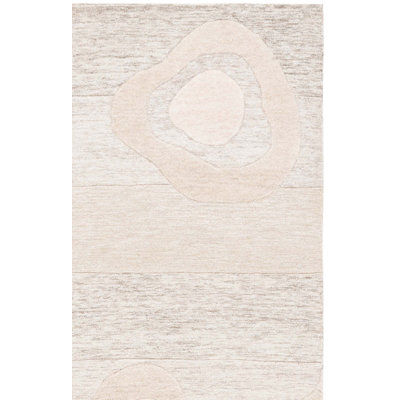 Tapis beige / gris en laine et coton touffetés Wyaconda