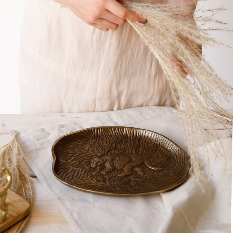 Artesà Embossed Oval Serving Platter with Leopard Design