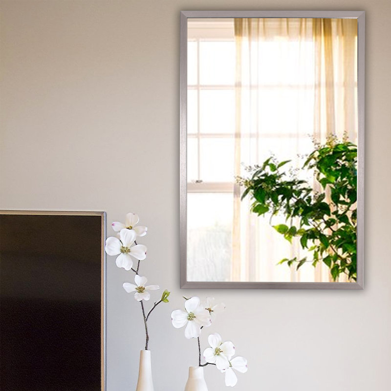 Este Metal Flat Wall Mirror, 33" x 22", Chrome
