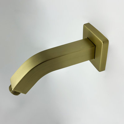 Bras de douche carré 6,3 x 4,7 x 1,4 pouces, acier inoxydable monobloc, fini or brossé, filetage NPT 1/2 pouce