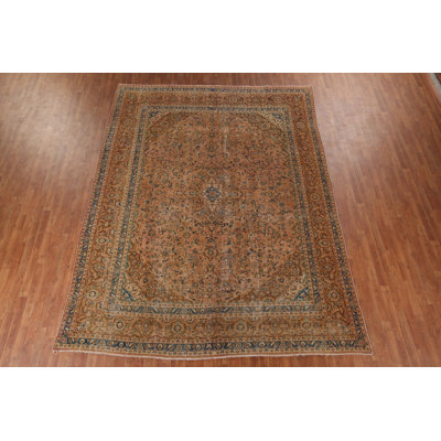 Distressed Wool Floral Traditional Area Rug 9x12