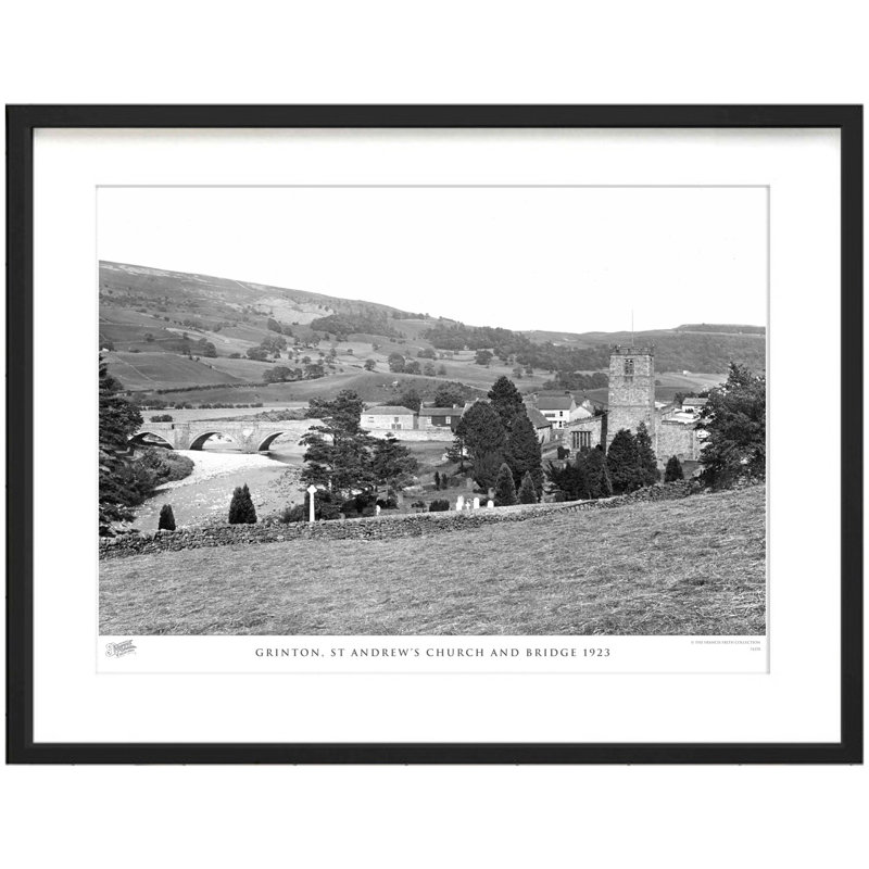 Grinton, St Andrews Church And Bridge 1923 - Single Picture Frame Print, 40cm H x 50cm W x 2.3cm D
