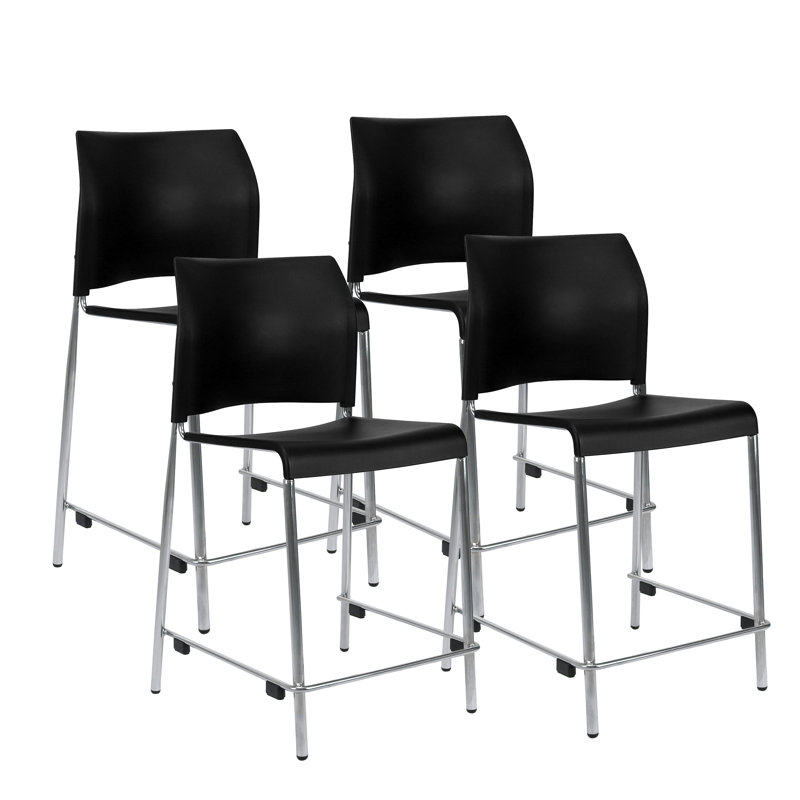 Tabouret Jody, Noir, Tabouret de comptoir (siège d'une hauteur de 24 p