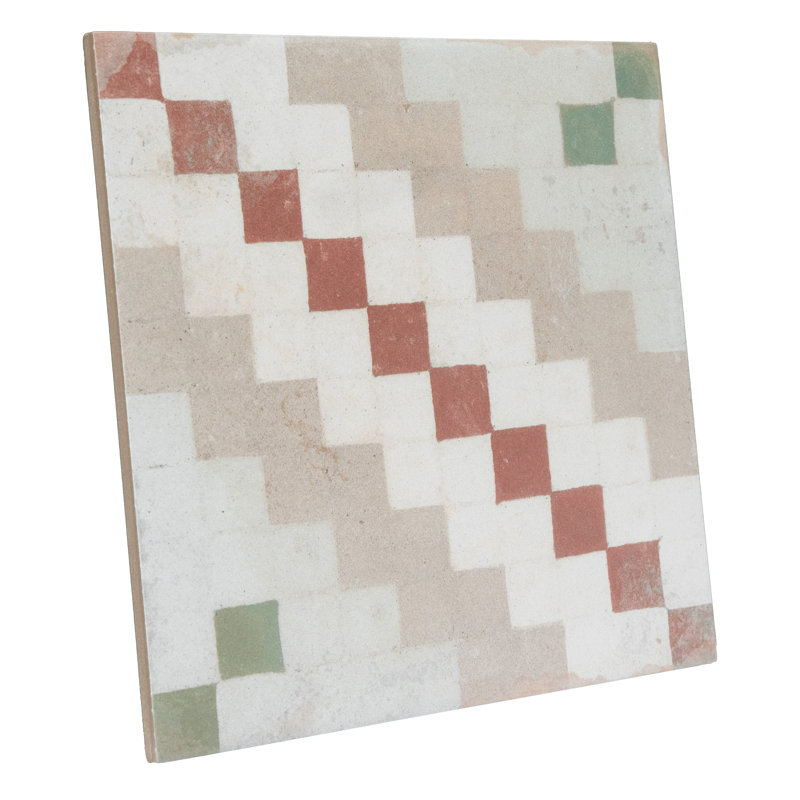 Kings Valentia 8-3/4 In. X 8-3/4 In. Porcelain Floor And Wall Tile, Beige/Red
