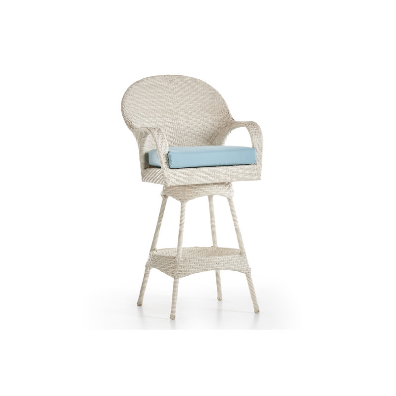 Tabouret de bar de terrasse avec coussin 24 po Enno, Cast Shale Sunbrella® tissage uni