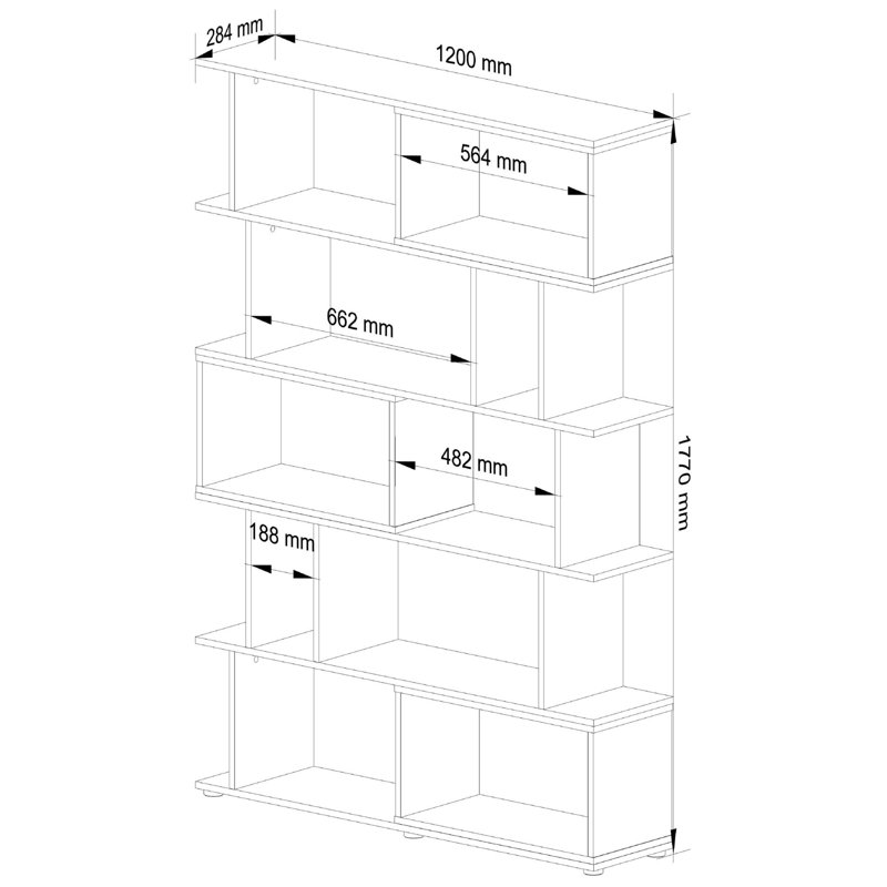 Ayca 177cm H x 120cm W Bookcase