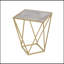 TABLE D'APPOINT CRÉATIF SIMPLE EN VERRE, DORÉ ET BLANC