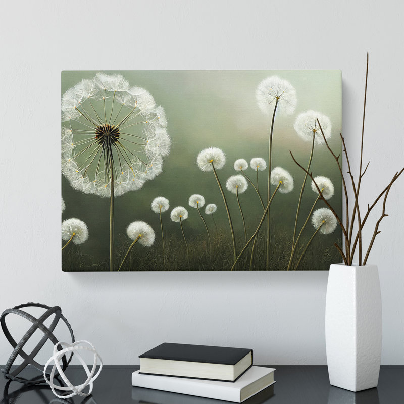 Hopeful Dandelion Flowers - Wrapped Canvas Print, 40cm H x 60cm W x 3cm D