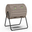 Gobelet rotatif à compost à deux chambres 37,5 gallons, conception à grain de bois avec support en acier - résistant aux intempéries pour patio de jardin-128523078