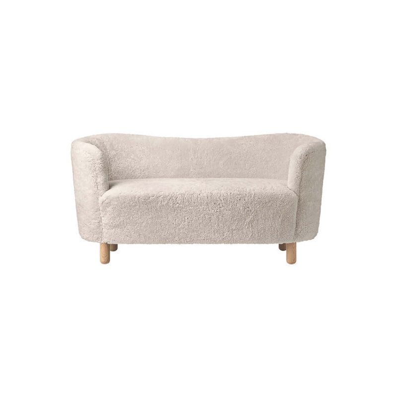 Mingle Loveseat, Sheepskin Moonlight, Natural Oak